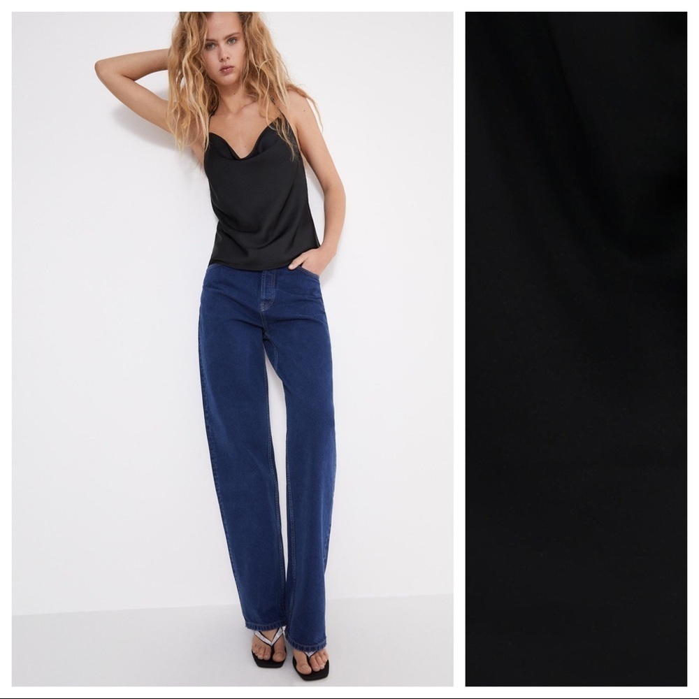 NWT. Zara Black Satin Effect Jewel Top. Size M. - Picture 3 of 9